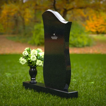 1317 - Contemporary Granite Headstone with Unique Curved Design and Vase - 52