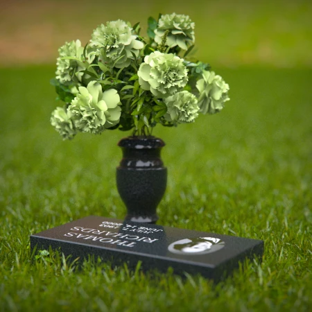 1271 - Compact Granite Headstone with Photo Inlay and Floral Vase – A Personalized Tribute - 43