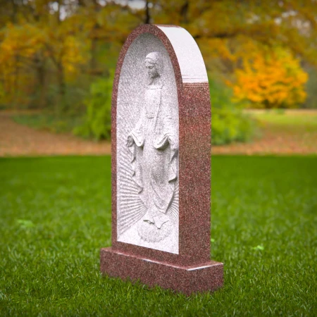 1521 - Granite Headstone with Virgin Mary Engraving - 5