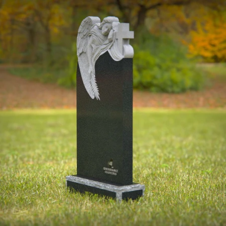 1238 - Angelic Design Granite Headstone with Cross for Memorials - 53