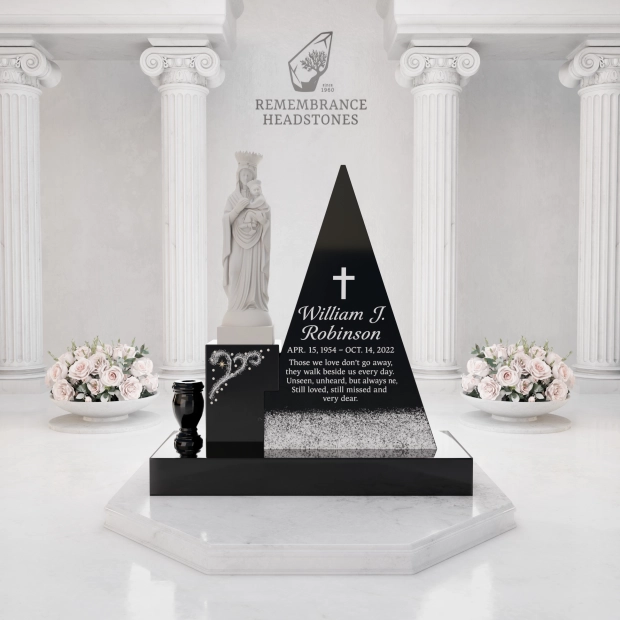 Luxury Pyramid-Shape Upright Granite Monument — Madonna