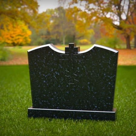 1505 - Polished Granite Headstone with Engraved Orthodox Cross