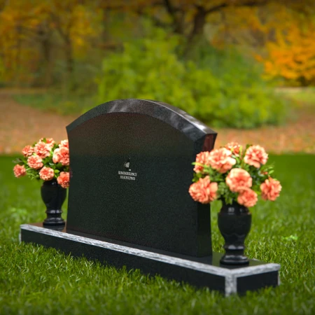 1313 - Arched Granite Headstone with Dual Flower Vases - 51