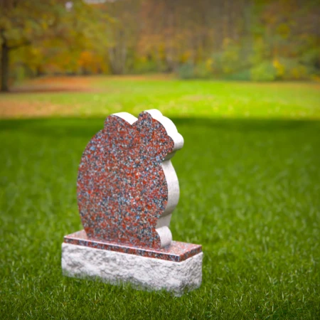 1455 - Teddy Bear Child Memorial Headstone in Red Granite - 6