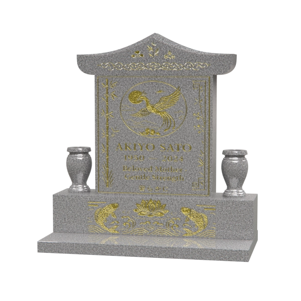 1209175 - Upright Memorial with Phoenix of Eternity and Lotus of Peace           