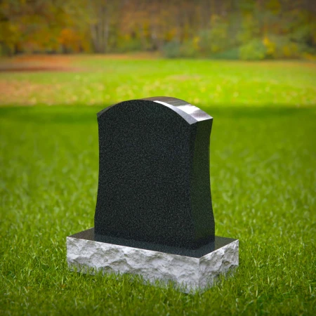 1591 - Black Granite Headstone with Heart Engraving – Elegant & Timeless Memorial - 3