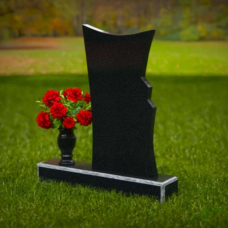 1308 - Contemporary Granite Headstone with Unique Shape and Flower Vase - 54