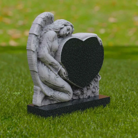 1740 - Elegant Angel Heart Memorial Headstone - A Timeless Tribute - 4