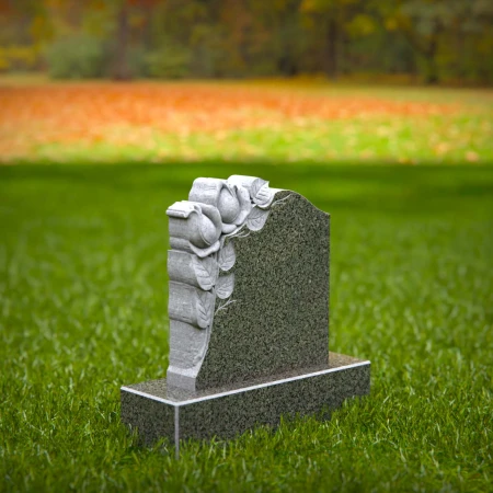 1399 - Floral Carved Memorial Headstone - 5