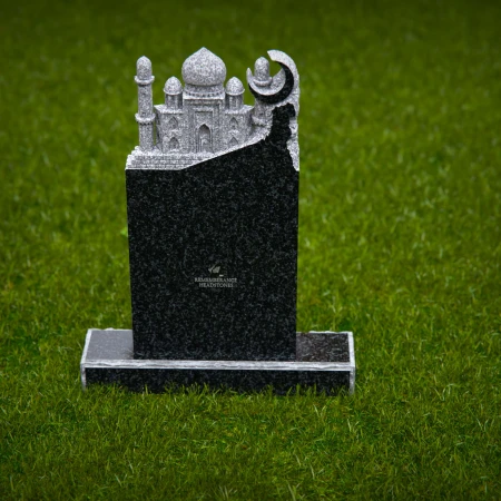 1259 - Elegant Granite Headstone with Intricate Mosque Design and Crescent Moon Accent – A Meaningful Memorial - 32