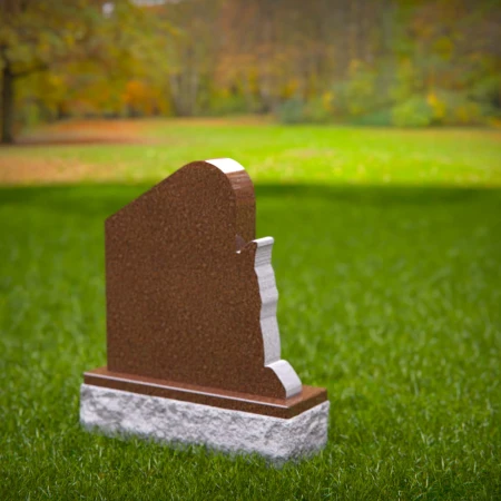 1464 - Elegant Slanted Brown Granite Cat Memorial Headstone - 2