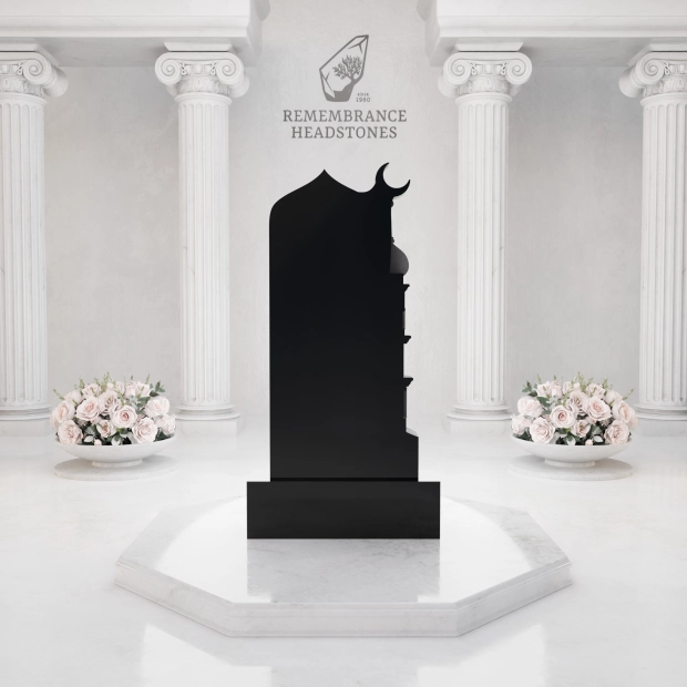 Premium Islamic Upright Granite Headstone with Crescent