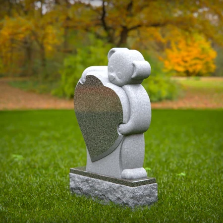 1437 - Children’s Memorial Headstone with Teddy Bear and Heart Design - 8