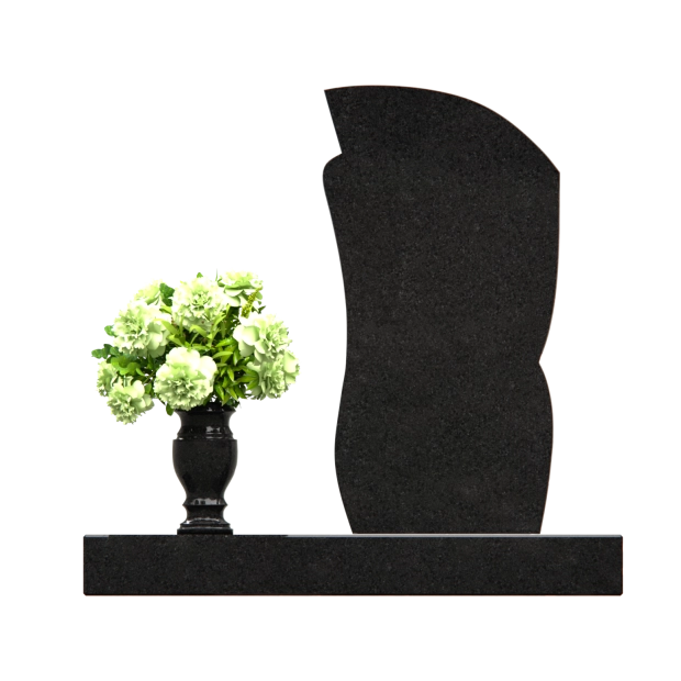 1201004 - Elegant Curved Granite Headstone With Modern Carved Accents