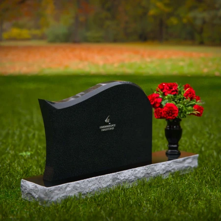 1312 - Modern Waved Granite Headstone with Flower Vase - 55