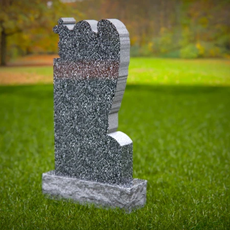 1520 - Granite Headstone with Angel and Cross Sculpture - 4