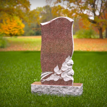 1496 - Elegant Granite Headstone with Rose Carving – Timeless Memorial