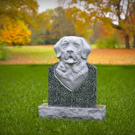 1468 - Custom Granite Dog Memorial Headstone with Engraved 3D Portrait