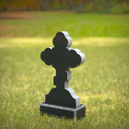 1239 - Ornate Cross Design Granite Headstone for Memorials - 43