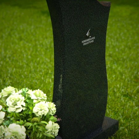 1317 - Contemporary Granite Headstone with Unique Curved Design and Vase - 53