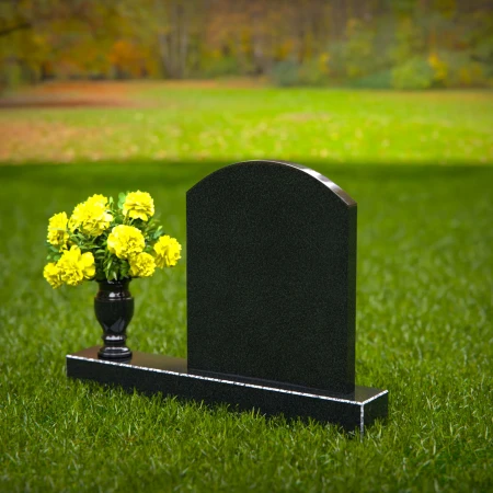 1320 - Classic Arched Granite Headstone with Polished Vase - 50