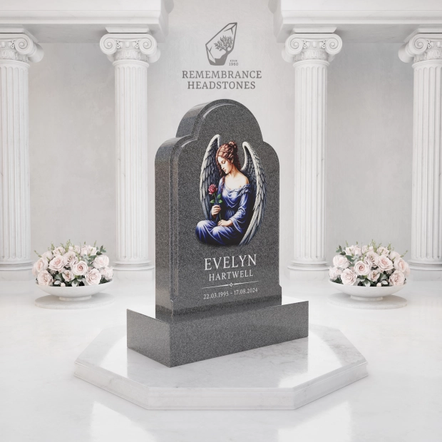 Luxury Angel Portrait Granite Headstone