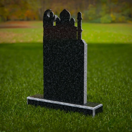 1259 - Elegant Granite Headstone with Intricate Mosque Design and Crescent Moon Accent – A Meaningful Memorial - 47