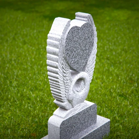 1553 - Unique Granite Swan and Heart Memorial Headstone - 4