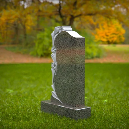 1508 - Granite Headstone with Elegant Floral Carving - 1