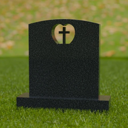 1743 - Classic Memorial Headstone with Heart and Cross – A Tribute of Faith and Love