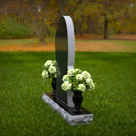 1359 - Modern Oval Granite Headstone with Layered Base - 42