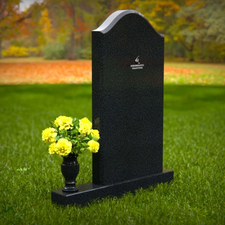 1316 - Elegant Single Granite Headstone with Curved Top and Flower Vase - 56