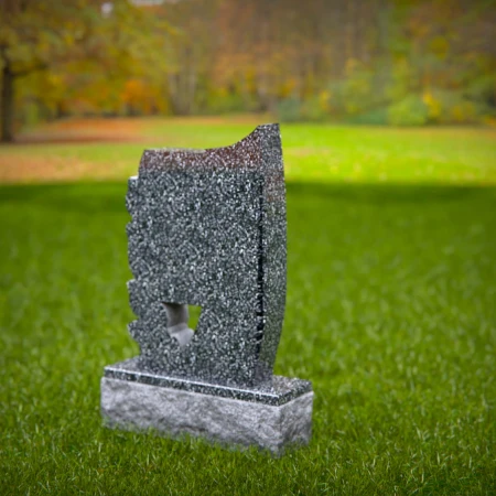 1469 - Unique Granite Memorial Headstone with Elegant Tulip Carving - 3