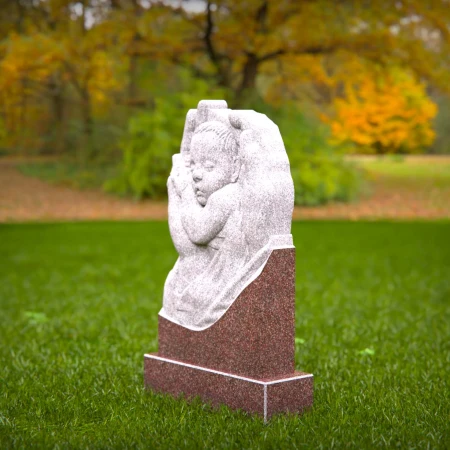 1442 - Children’s Memorial Headstone with Sleeping Baby in Angel Hands - 8