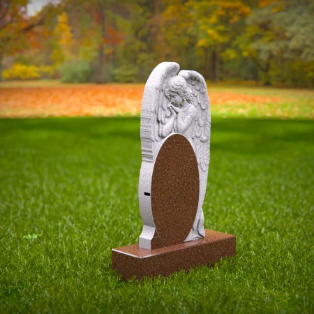 1495 - Granite Headstone with Angel Carving – Serene Memorial - 5