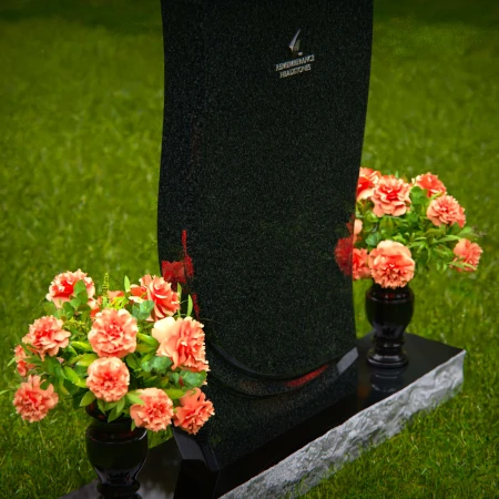 1301 - Modern and Elegant Granite Headstone with Flower Vases - Custom Memorial Design - 54