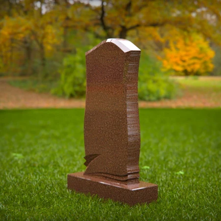 1481 - Classic Curved Brown Granite Headstone with Elegant Base - 8