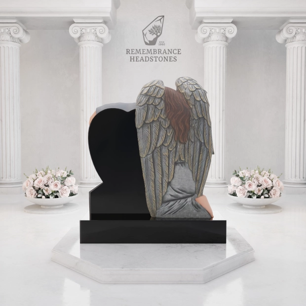 Luxury Guardian Angel Heart Memorial with Roses