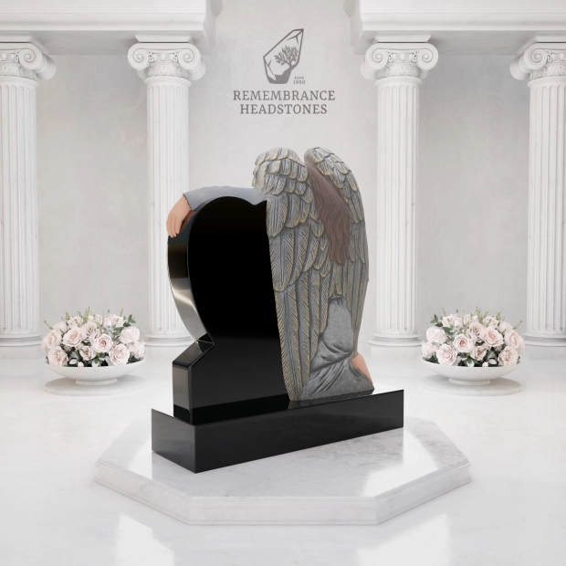 Luxury Guardian Angel Heart Memorial with Roses