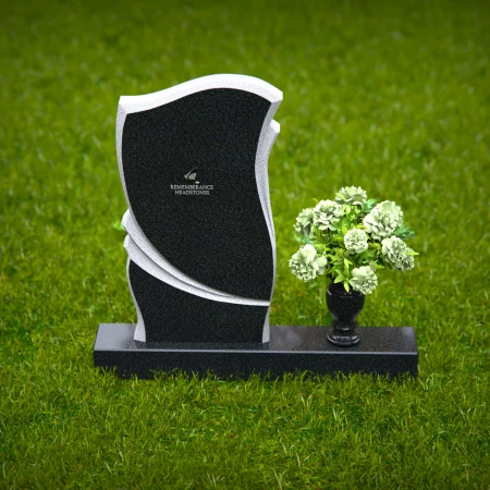 1303 - Elegant Granite Headstone with Curved Design and Flower Vase