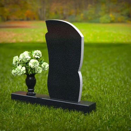 1364 - Elegant Curved Granite Headstone with Modern Carved Accents - 37