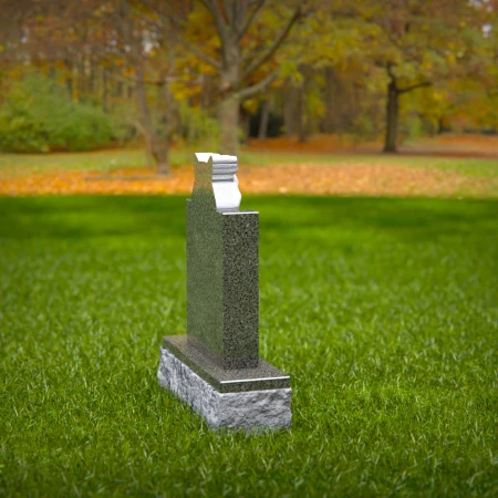 1466 - Custom Green Granite Cat Memorial Headstone with 3D Carved Cat Relief - 6