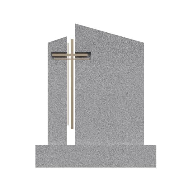 1201058 - Contemporary Split Memorial Headstone With Cross Accent