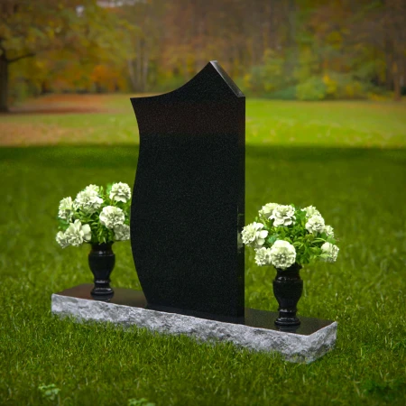 1365 - Modern Asymmetrical Granite Headstone – Unique Memorial Design - 52