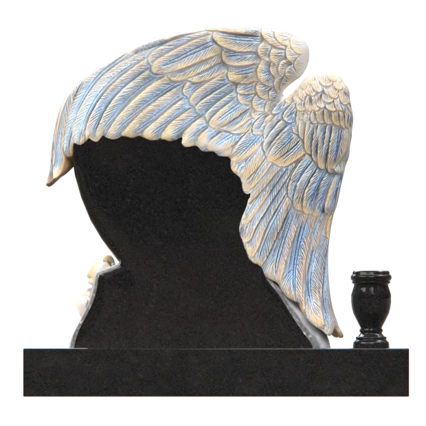 Luxury Special-Shape Granite Headstone — Angel Wings with Heart
