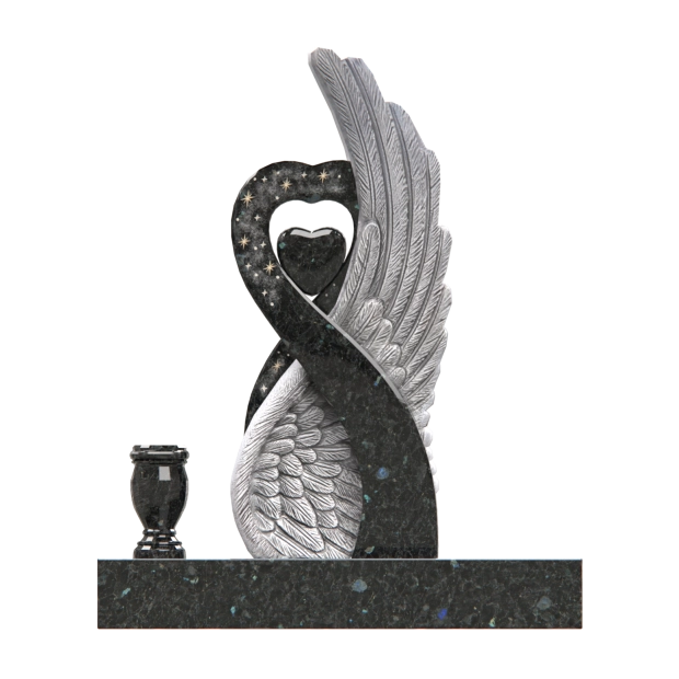 1207072 - Heart-Shaped Upright Monument With Angel Wings and Swarovski Crystal Accents