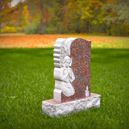 1491 - Elegant Granite Headstone with Praying Angel Sculpture for a Peaceful Tribute - 2