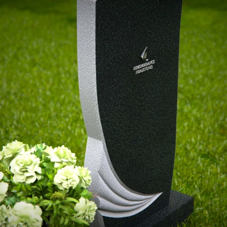 1292 - Artistic Granite Headstone with Unique Curved Design and Flower Vase - 53