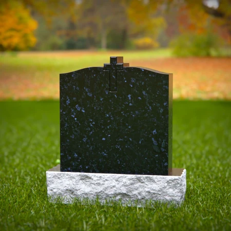 1758 - Classic Curved Memorial Headstone with Engraved Cross – A Timeless Tribute - 2