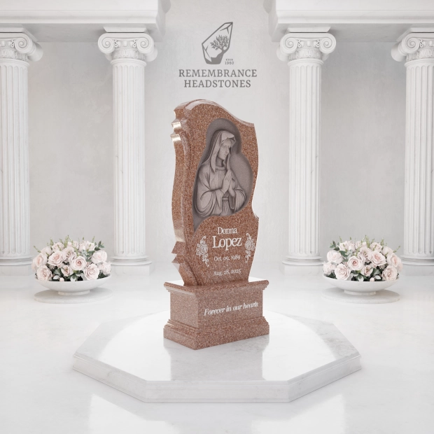 Luxury Virgin Mary Carved Granite Memorial